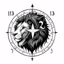 astrological sign leo and cancer with star and number 13 tattoo design idea