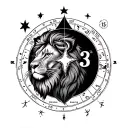 astrological sign leo and cancer with star and number 13 tattoo design idea