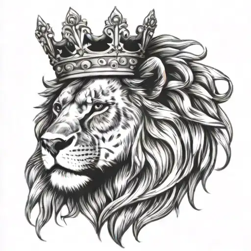 lion wearing a crown tattoo design idea