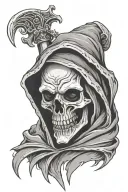 grim reaper head with RIP LD tattoo design idea