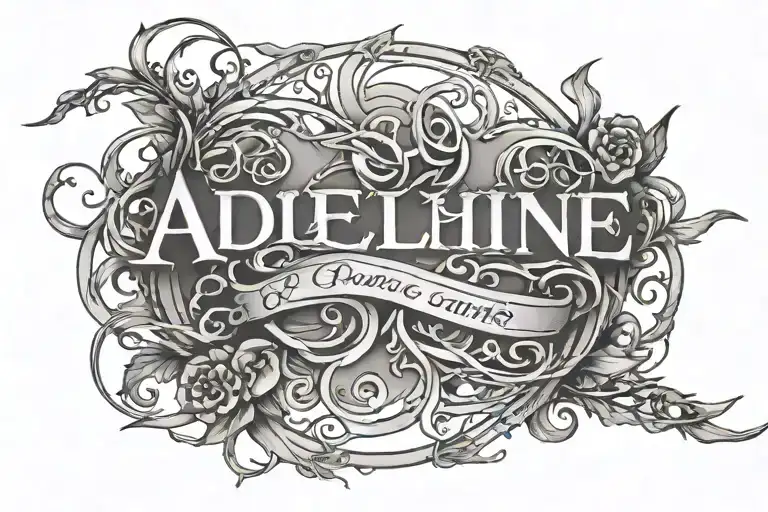 Adeline name  with Thorns intertwined  tattoo design idea