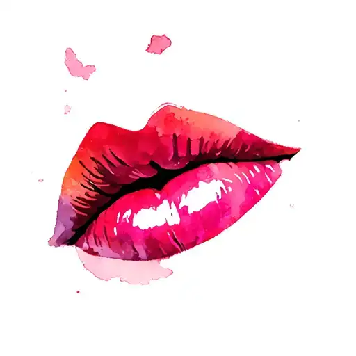 shiny, glossy gorgeous lips kissing tattoo design idea