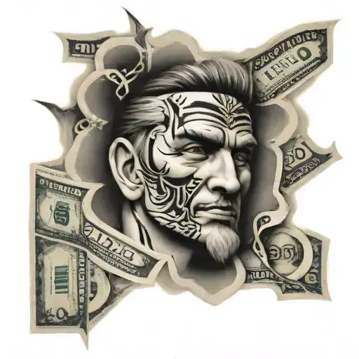 100 dollars bill tattoo design idea