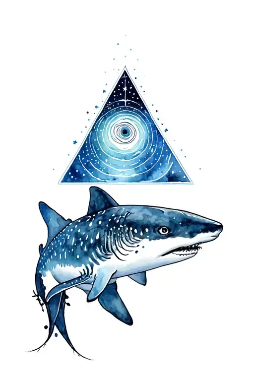 Lemurian starseed tattoo with spiral, whale shark markings, Pleiadian star cluster, triangle with third eye" tattoo design idea