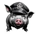 pig with a cop cap tattoo design idea