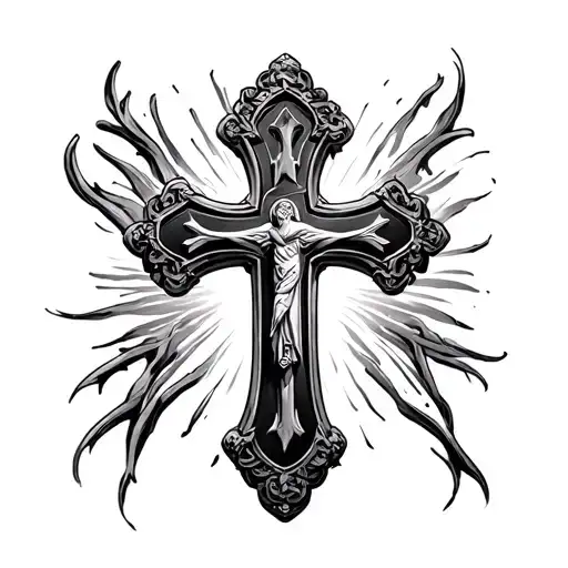 Christian Cross Roman 6:23 stacked tattoo design idea