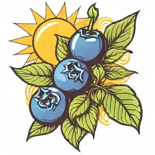 2 blueberries and a sun shining tattoo design idea
