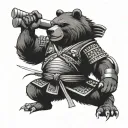 samurai bear flexing tattoo design idea