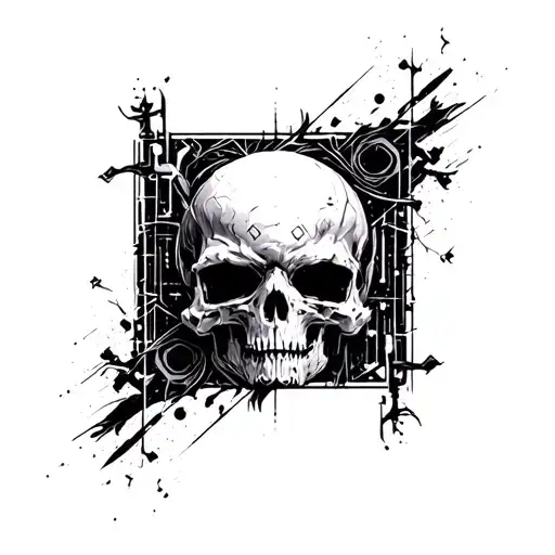 cyber sigilism square tattoo design idea