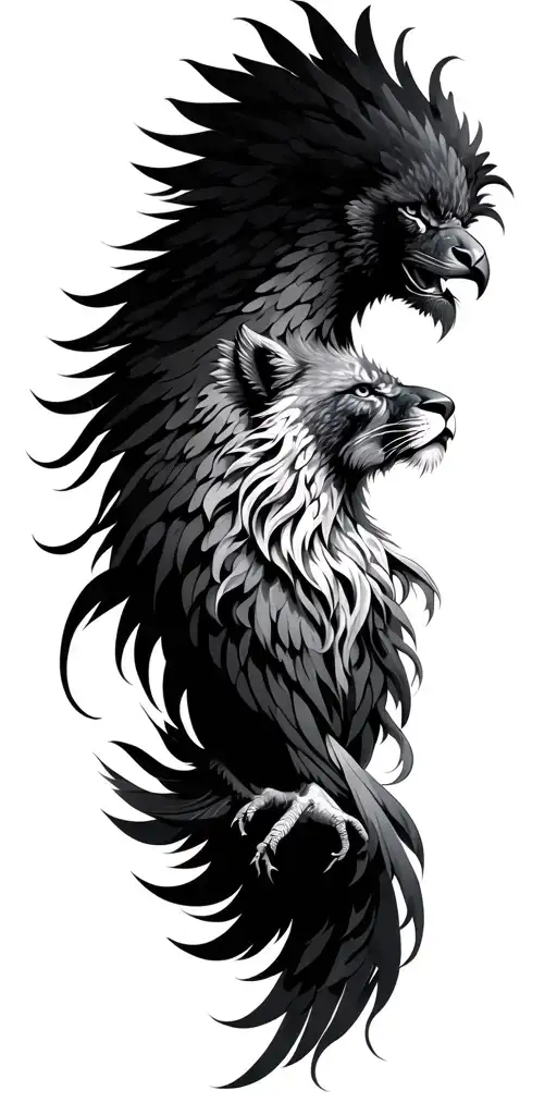 leo and phoenix sleeve tattoo design idea
