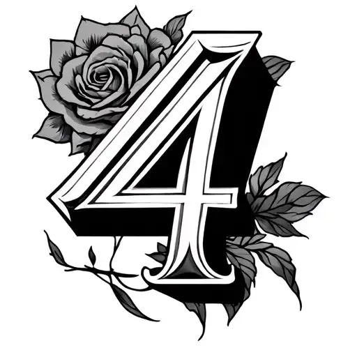 3 number 4 on neck tattoo design idea