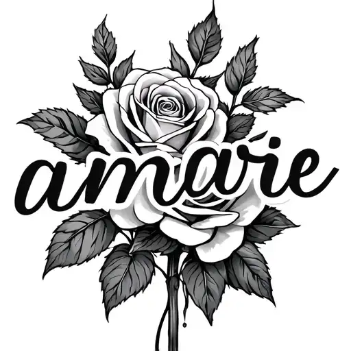 the name amarie with roses growing tattoo design idea