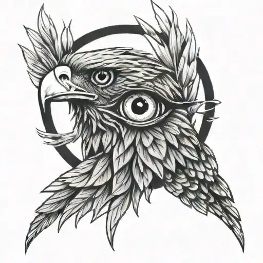 hawk eye + eye protection + cocvinelle tattoo design idea