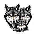 mother wolf protecting cub faces tattoo design idea