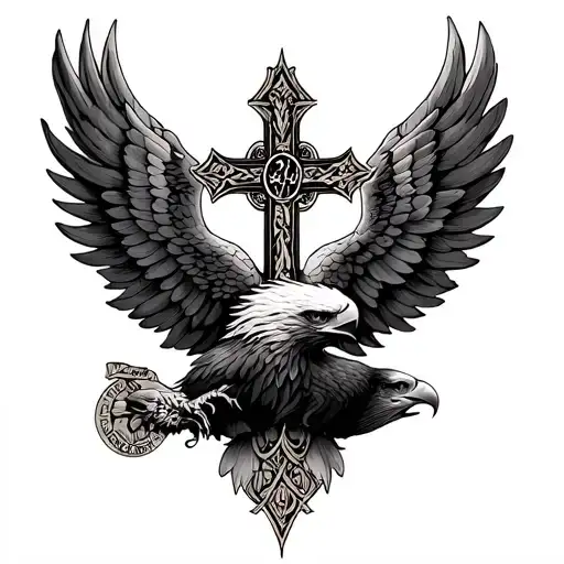 Lorraine cross surrounded by an imperial eagle tattoo design idea