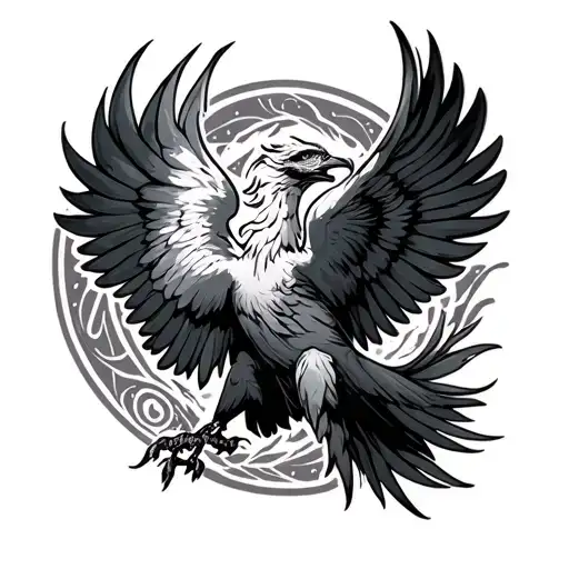 "Romilly Emily" phoenix flying tattoo design idea