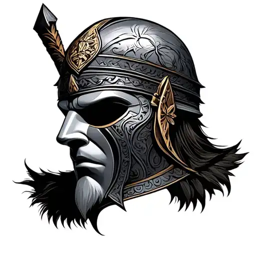Scottish warrior mask tattoo design idea