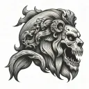 skull and lion  tattoo design idea