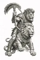 GLADIATOR AND LION tattoo design idea