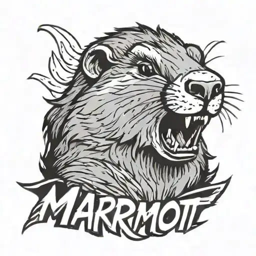 Screaming Cartoon Marmot With "henry!?" written  underneath tattoo tattoo design idea