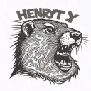 Screaming Cartoon Marmot With "henry!?" written  underneath tattoo tattoo design idea