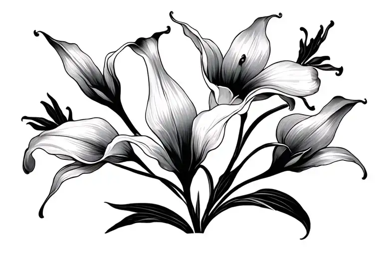Color with black and grey flowers calla lilies life and death tattoo design idea