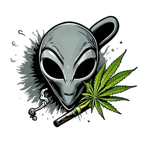 Alien smoking weed joint tattoo design idea