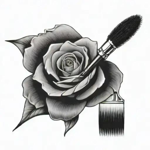 hair and makeup brush transforming tattoo design idea