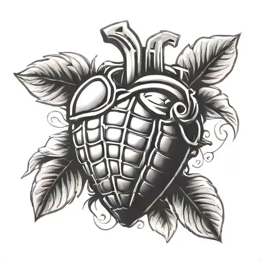 Grenade Heart tattoo design idea