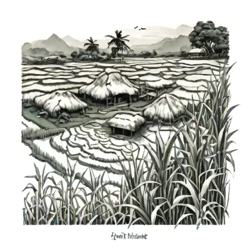 rice field Vietnam child tattoo design idea