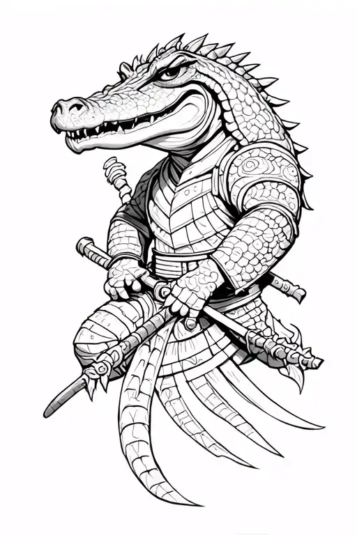Alligator Samurai Warrior tattoo design idea