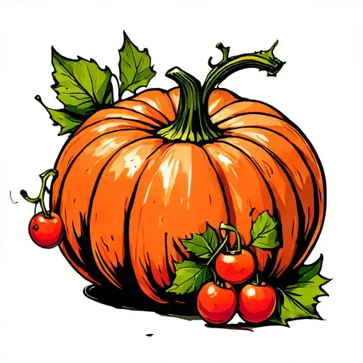 pumpkin berries tattoo design idea