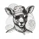 muscular kangaroo wearing sunglasses and a bucket hat tattoo design idea