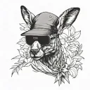 muscular kangaroo wearing sunglasses and a bucket hat tattoo design idea