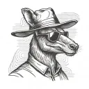 muscular kangaroo wearing sunglasses and a bucket hat tattoo design idea