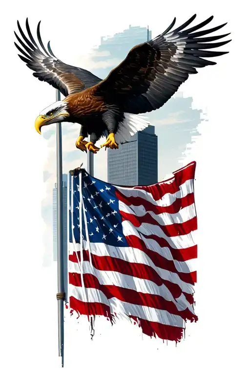 twin towers American flag and eagle tattoo design idea