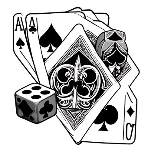 life is a gamble with cards and dice  tattoo design idea