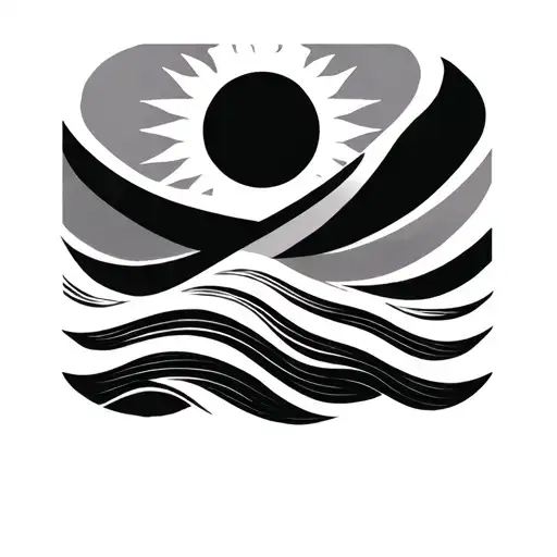minimalist infinity sign with sun and wave tattoo design idea