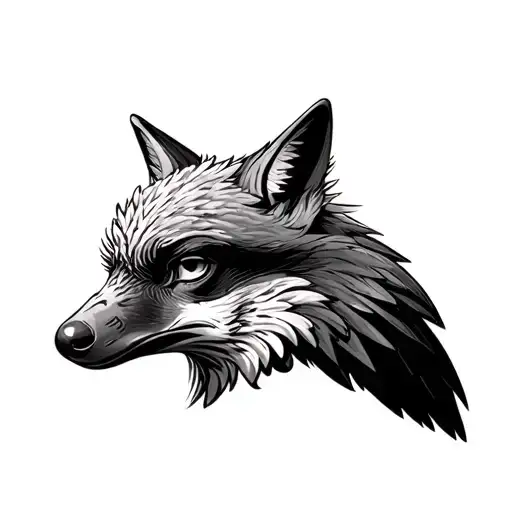 combine eagle with fox in minimal style tattoo design idea