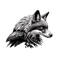 combine eagle with fox in minimal style tattoo design idea