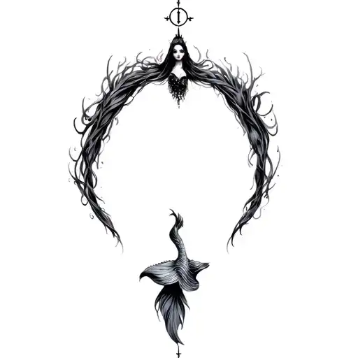 gothic mermaid tattoo design idea