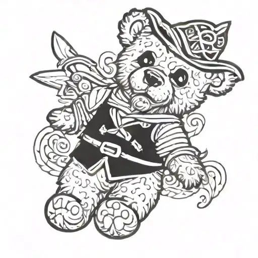 pirate teddy bear tattoo design idea