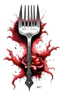 spooky fork tattoo design idea