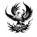 A phoenix rising from the ashes symbolizing resilience and strength in the face of loneliness tattoo design idea