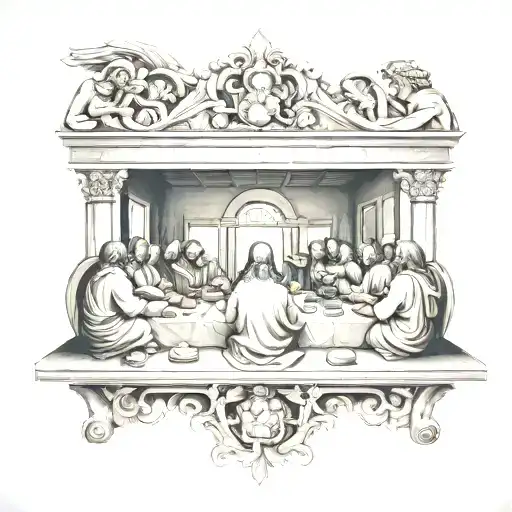 The Last Supper and the behind-closed-doors setting tattoo design idea