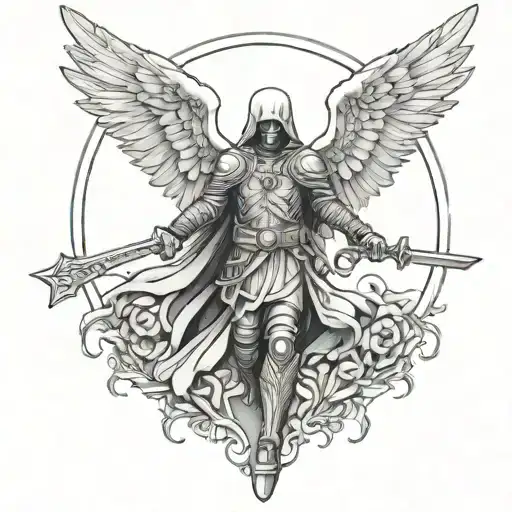 azrael angel of death tattoo guiding dead half alive tattoo design idea