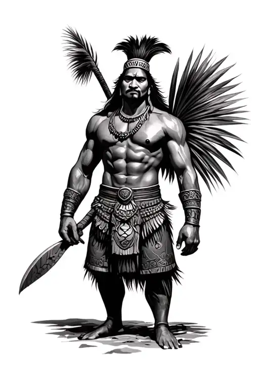 the filipino warrior Lapu Lapu with shaded background tattoo design idea