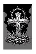 a rustic cross coming out of the ground with a crown of thorns tattoo tattoo design idea