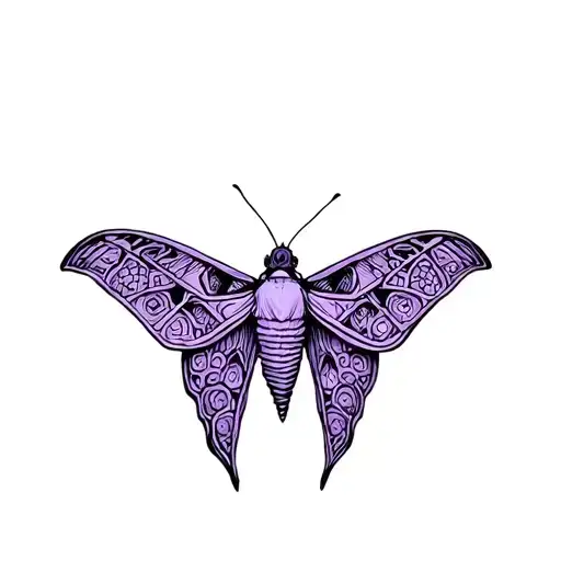 Moth with lilac colors inside tattoo design idea