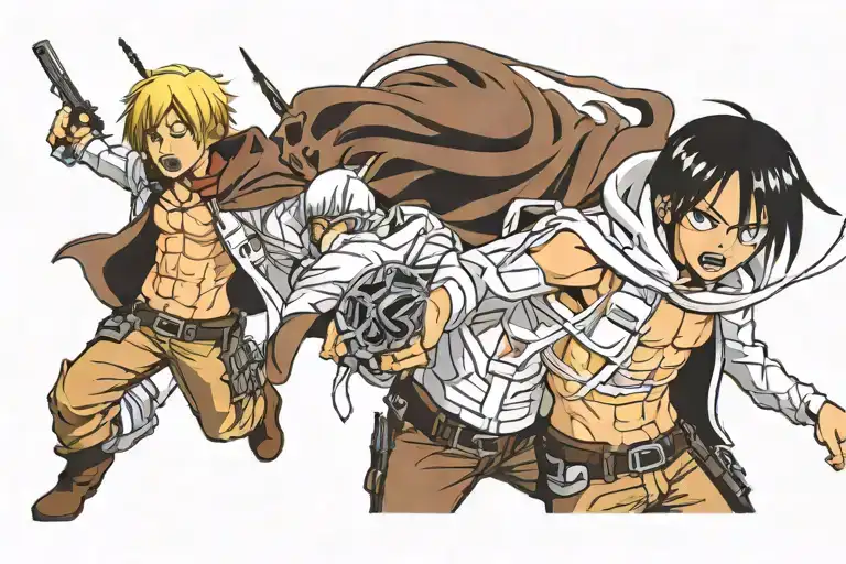 armin arlert & levi Ackerman attack on titan tattoo design idea